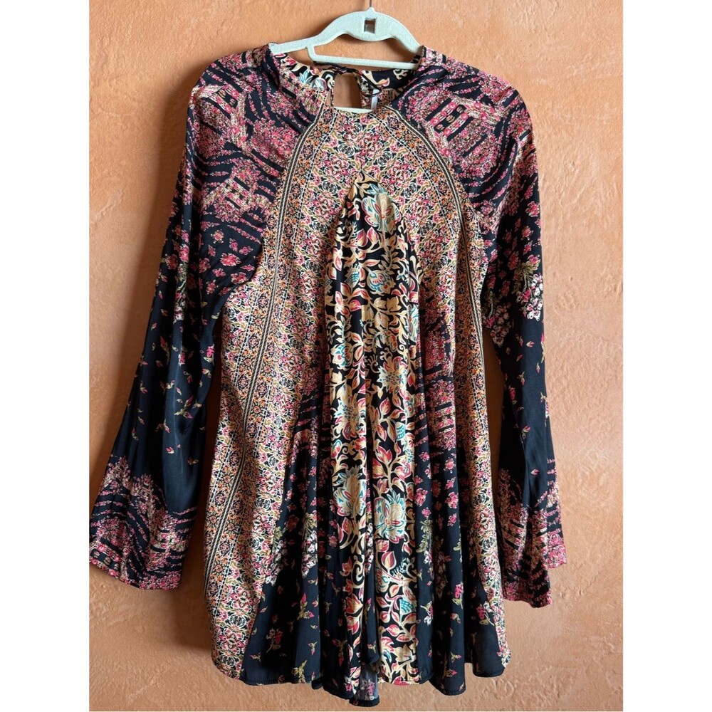 Free People Boho Floral Babydoll Tunic Mini Dress Medium